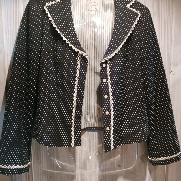 Nanette Lepore Vintage jacket/blazer size 6 black with dotted Swiss pattern - Picture 4 of 7
